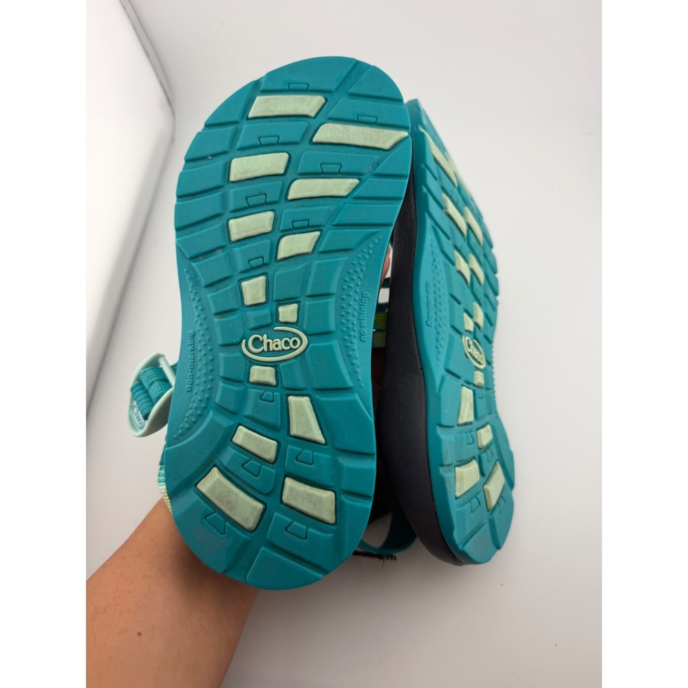 Chaco Z1 Ecotread Sandals Kids Size 3 Teal Green Geometric Strappy Sport Shoes - Picture 5 of 7